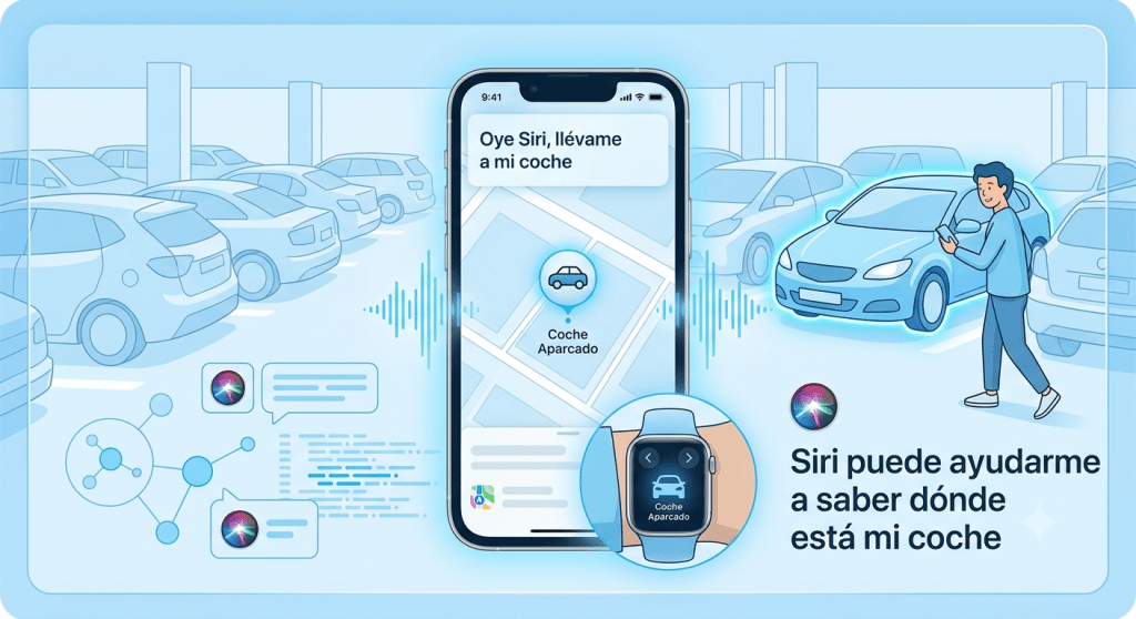 Siri puede ayudarme a saber dónde está mi&nbsp;coche